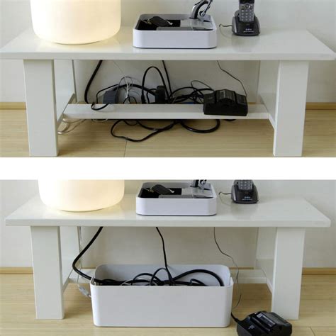 electric cord cover box|cord box under desk.